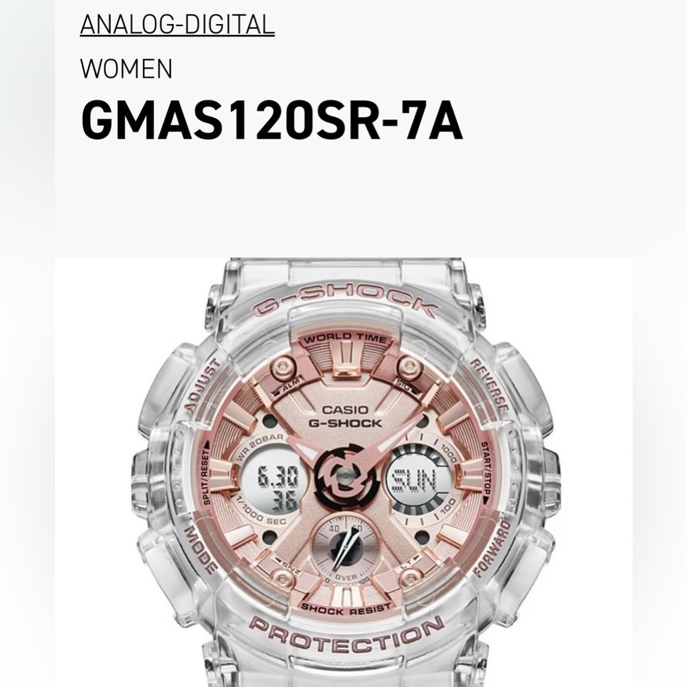 G-Shock GMAS120SR Transparent Rose Gold Watch